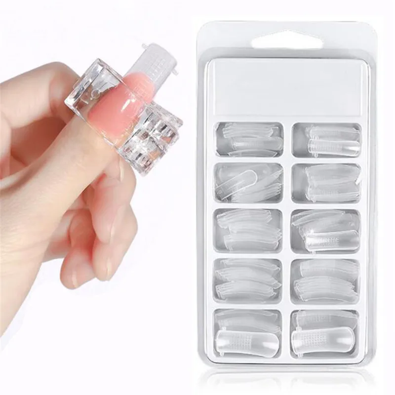 

100PCS Quick Building Nail Mold Tips 10 Different Size Nail Extension Mold UV Gel Extend Nail Extension Tool Manicuring Builder