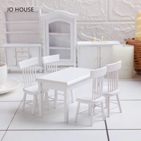 jo house miniatures wooden white simulation dining table chair 112 dollhouse furniture toy