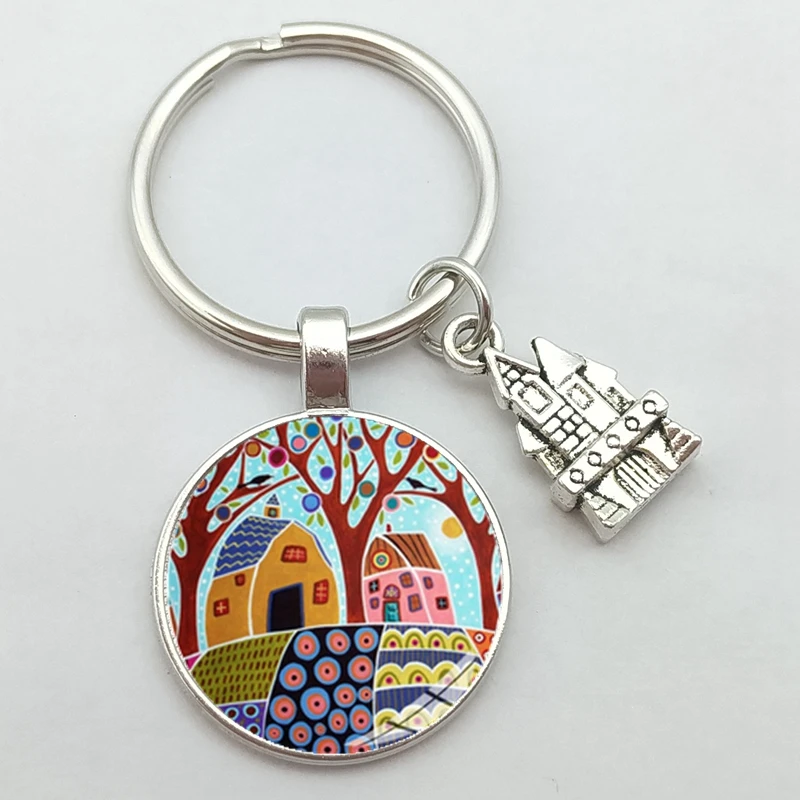 Брелок для ключей с новым домом красивый дом под звездным небом кольцо