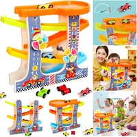 wooden car ramp race track toy toddler race vehicle track toy mini montessori gliding cars kids toddler playset educational gift