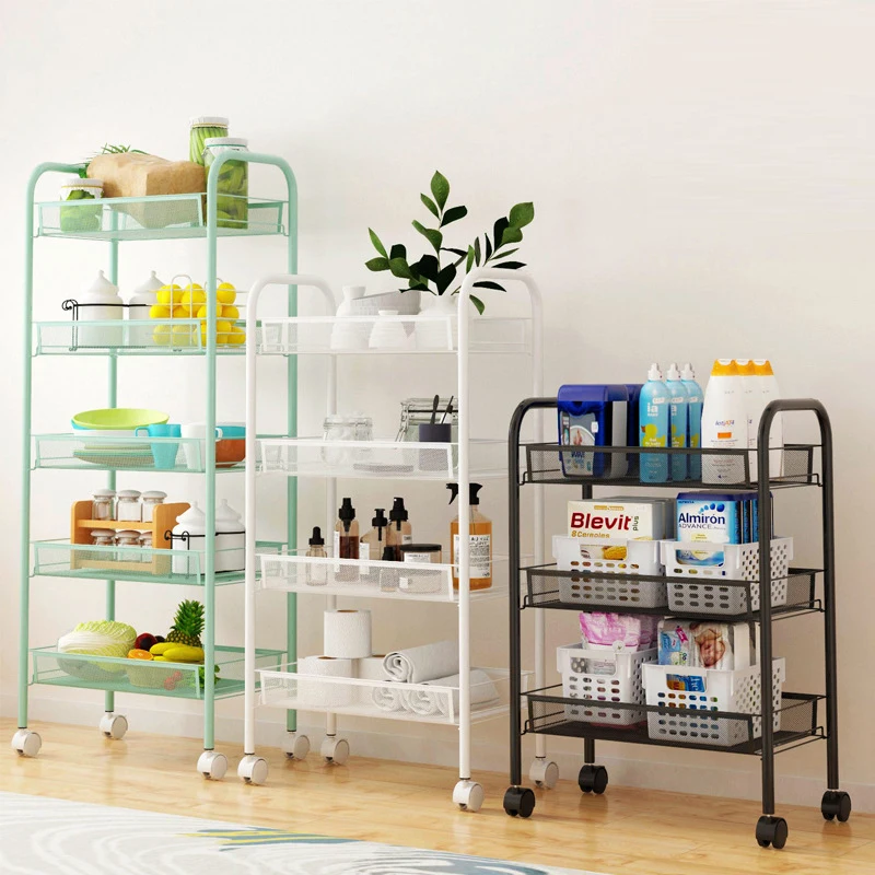 3 Layer Kitchen Racks Floor Household Baby Products Multi-layer Removable Stroller Artifact Storage Rack Vegetable Basket