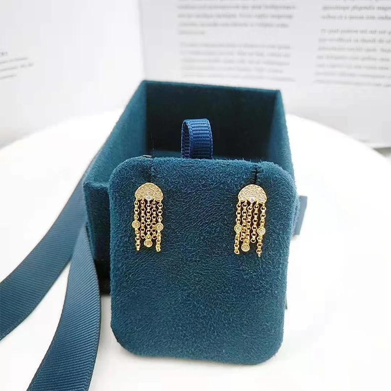 

Fashion High Jewelry A New Beautiful Jellyfish Decoration Platinum Tassel Earrings For Women Luxury Romantic Jewelry Gift