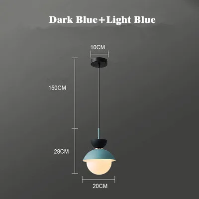 Dark Blue Light Blue Креативная Подвесная лампа в скандинавском стиле для спальни, цветная лампа для ресторана, столовой, детской комнаты, Подвесная лампа для кафе, бара, магазина, осветительная арматура - Цвет корпуса: Dark Blue Light Blue
