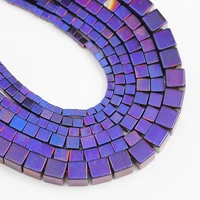 cube natural hematite stone 2346mm purple square shape charm spacer loose beads for diy jewelry making bracelet accessories