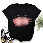 Женская футболка с коротким рукавом ZOGANKIN, повседневная черная футболка с принтом сердца и цветов, женская футболка с графическим принтом