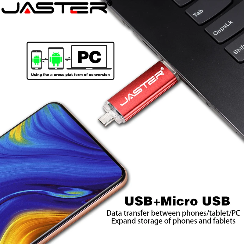 Высокоскоростной USB накопитель JASTER 2 в 1 OTG флеш 0 Флешка 64 ГБ 4 8 16 32 устройство