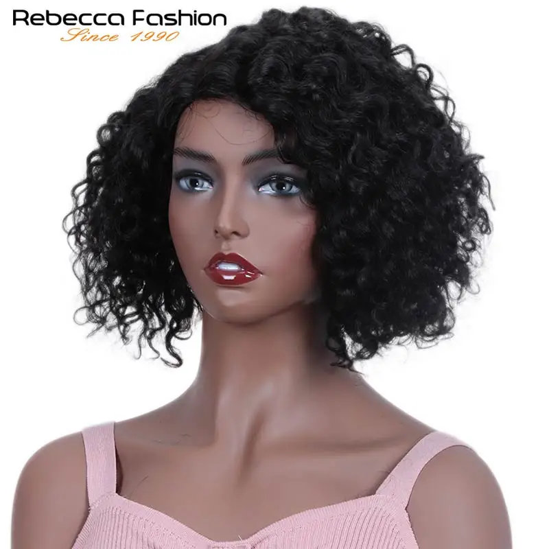 Парики Ребекка Джерри из кудрявых человеческих волос парики на сетке для