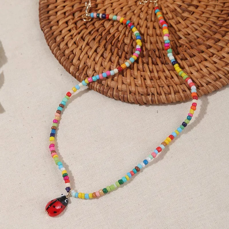 

Multi-Colored Rainbow Beaded Choker Necklace, Beach Jewelry Beachy Choker Boho Choker Hippie Jewelry Teen Layered Choker KL83F