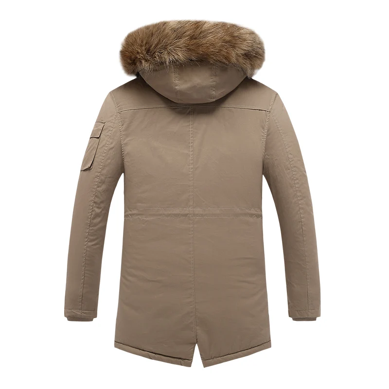 Мужская зимняя длинная парка теплая плотная куртка Повседневная с меховым