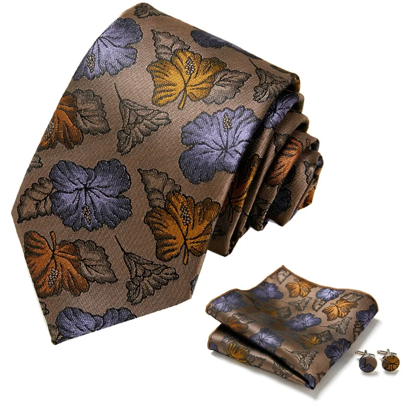 

Men Silk Tie Italian Brand Necktie Men's Formal Wedding Party Ties Cufflinks Hanky Flower Brooch Set Men Gift Corbatas