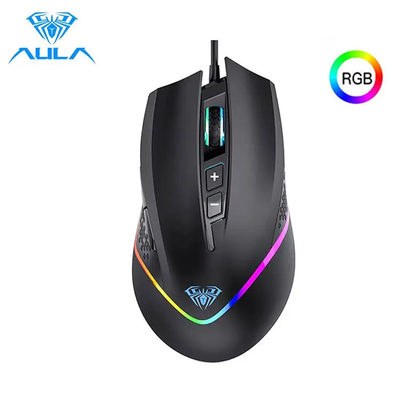 

AULA F805 RGB Wired Gaming Mouse 6400DPI Backlit USB Mouse Gamer 7 Keys Programmable Buttons Ergonomic Mice for Laptop Desktop