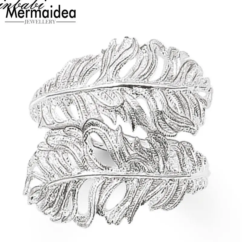 Кольца с перьями и серебряным покрытием модный подарок для женщин кольцо сердцем