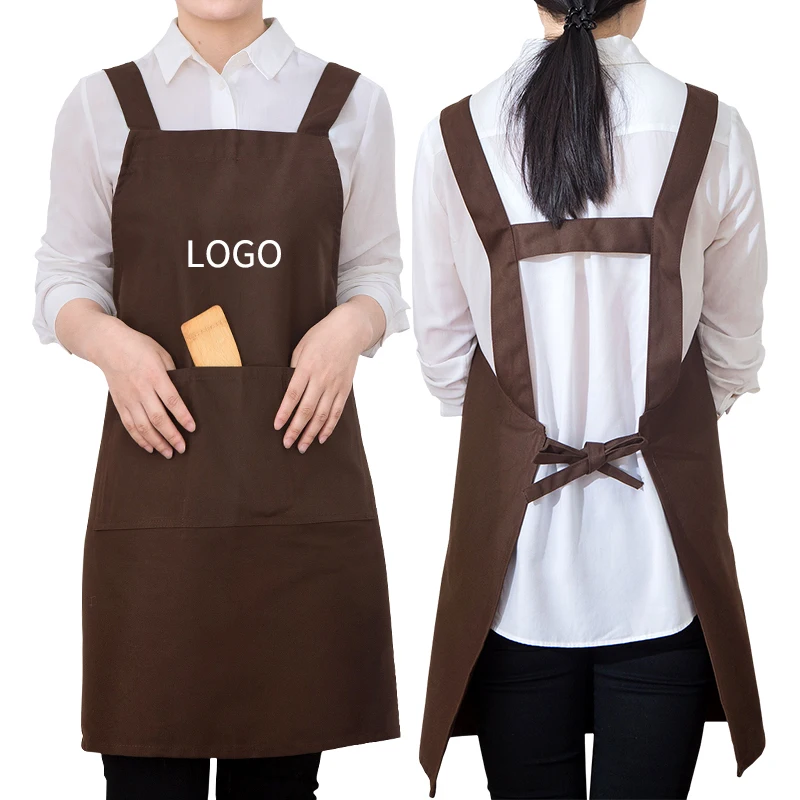 

Waterproof Kitchen Apron Cotton Milk Tea Coffee Shop Restaurant Barbecue Grill Work Clothes For Men And Women Smock Print Logo