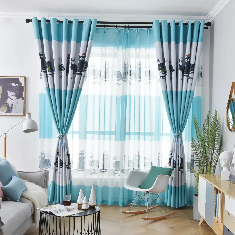 Цифровые шторы в скандинавском стиле имитация белого шелка для гостиной
