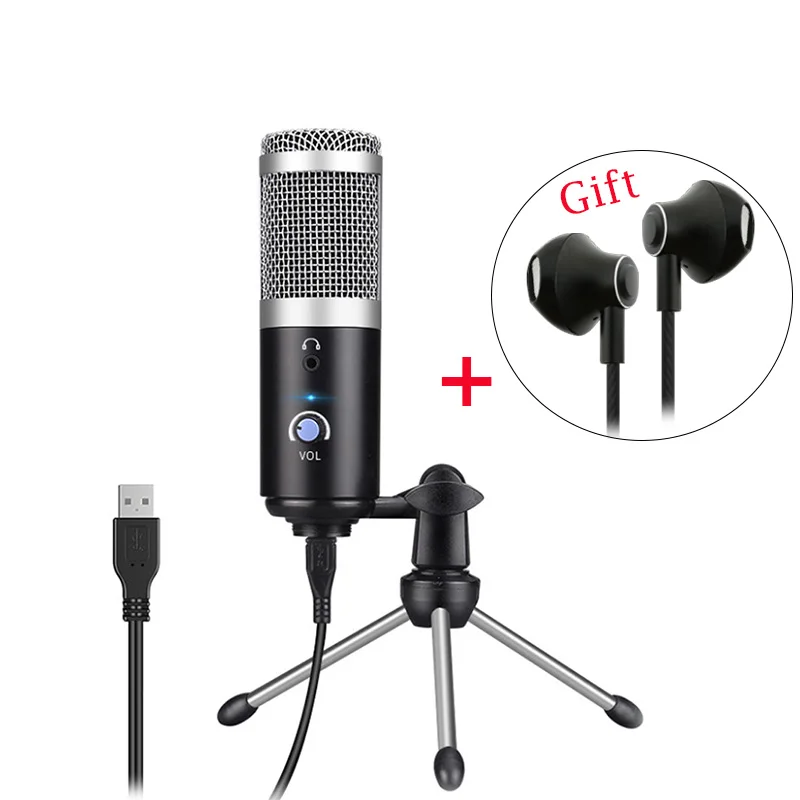 Профессиональный микрофон конденсатор для компьютера ПК USB штекер + штатив Стенд