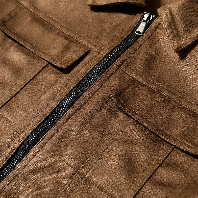 GAAJ HED35 мужская куртка из искусственной кожи модные коричневые весенние Осенние рабочие тактические пальто с отложным воротником Верхняя одежда Куртки мужские s