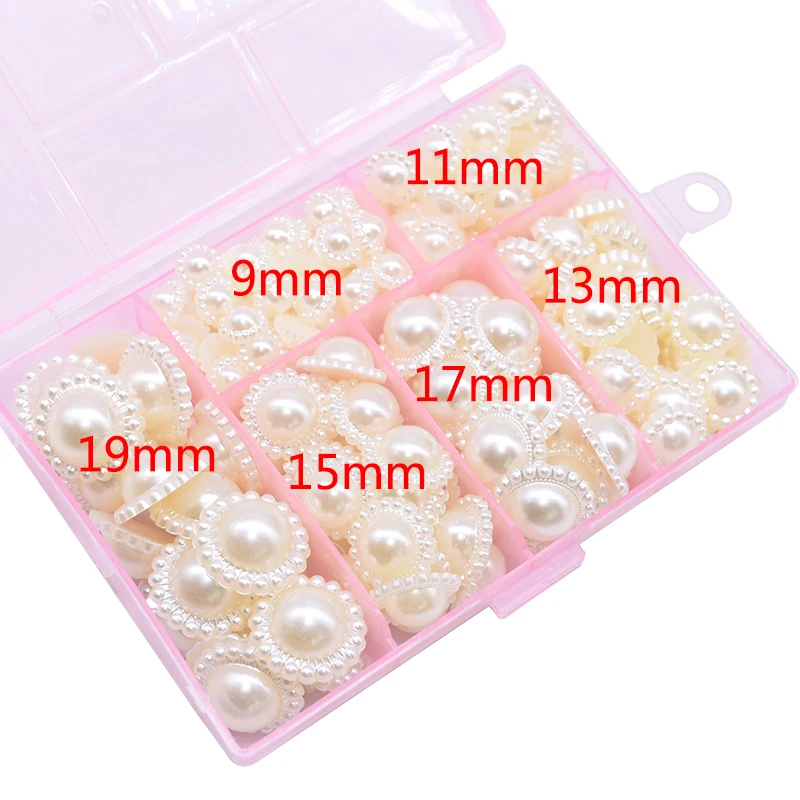 Полукруглые жемчужные бусины в форме подсолнуха 100 шт. 9-19 мм полимерные с плоской