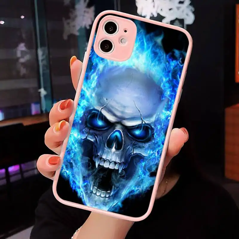 

Skeleton Middle Finger Phone Cases matte transparent For iphone 7 8 11 12 plus mini x xs xr pro max cover