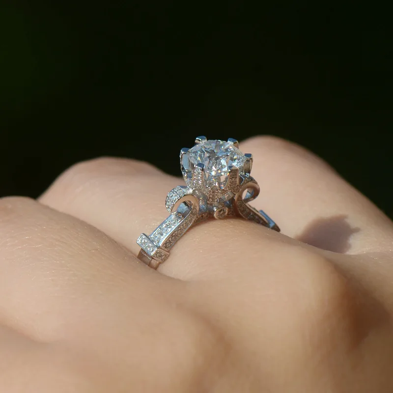 

14K White Gold Natural Gemstone with Cushion Zirconia Diamond Ring for Women Anillos De Bizuteria Bijoux Femme Jewellery Girls