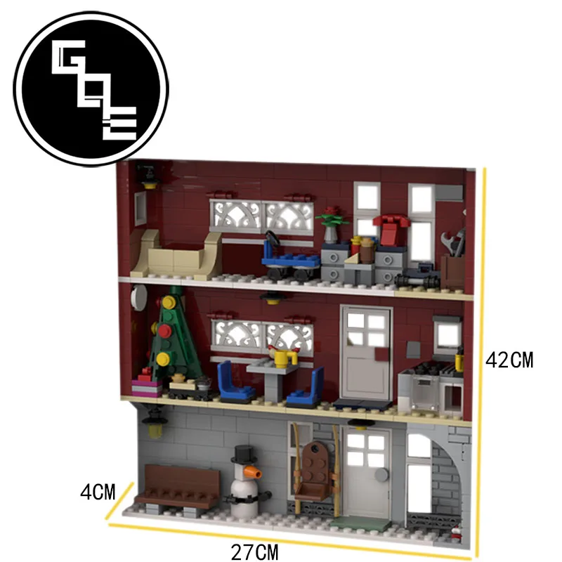 

City Street View Winter Village Fireman's House in a photo frame MOC-40108 Educational Building Blocks Bricks Technical Kids Toy