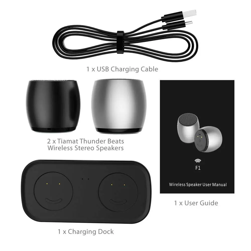 Bluetooth-Колонка F1 s TWS металлическая колонка сабвуфер Громкая mp3-плеер 2 шт./пара