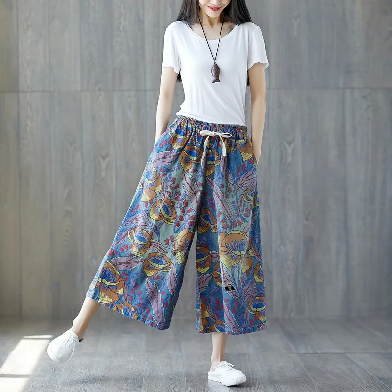 Женские свободные джинсовые брюки в стиле ретро летние синие хлопковые с