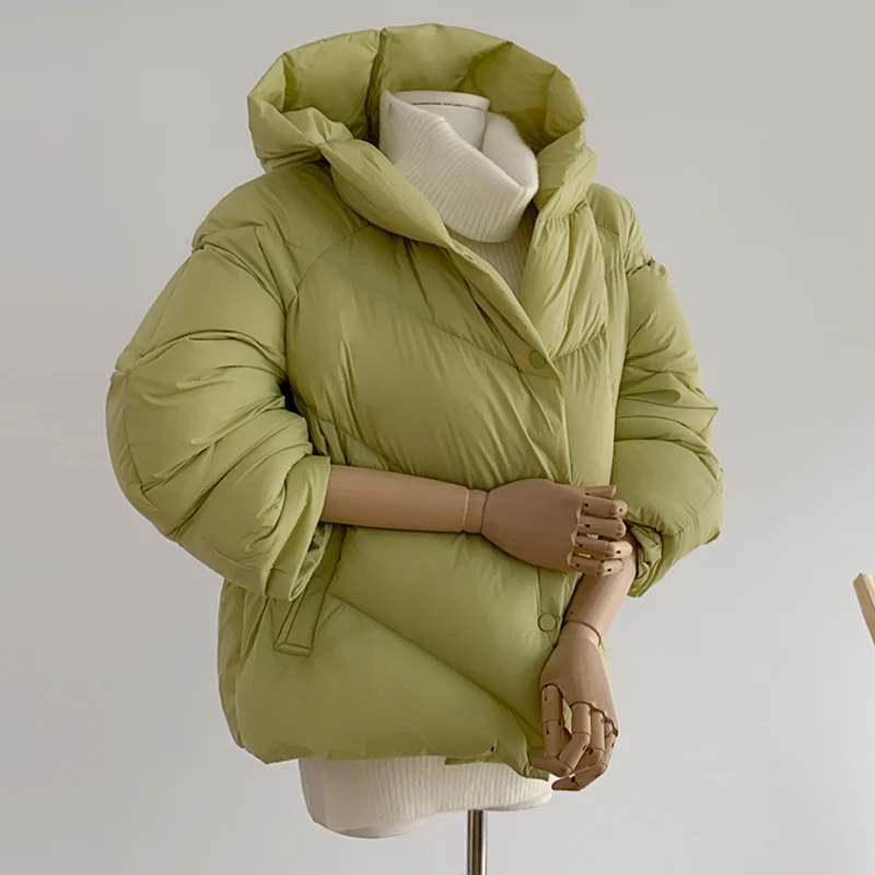 Janveny зимние 90% утиный пух парки для женщин свободный крой хлеб пуховик пальто