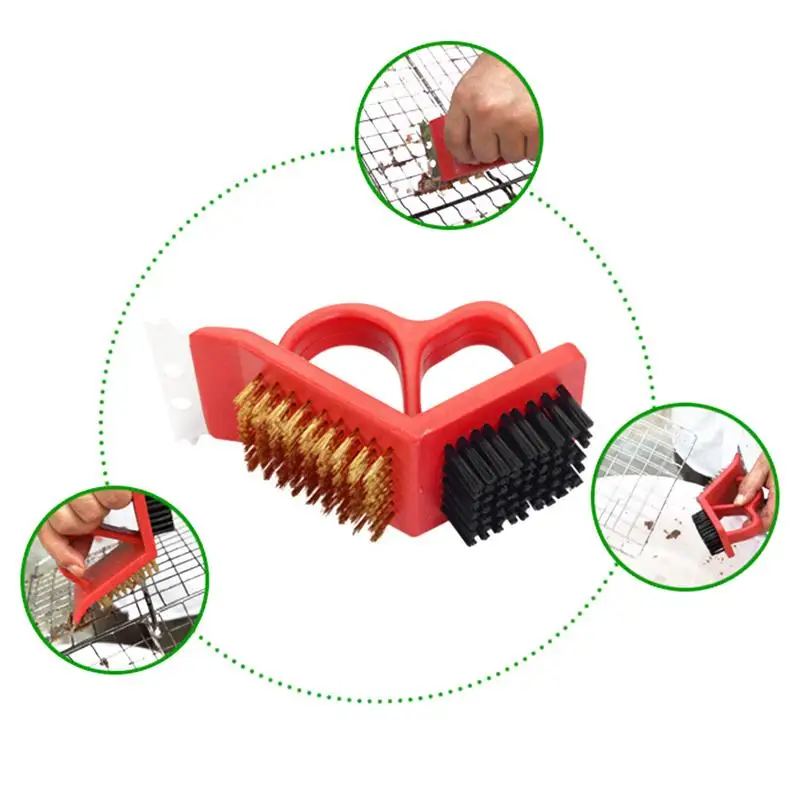 3 в 1 Бытовая многофункциональная щетка для чистки барбекю плита гриль из медной