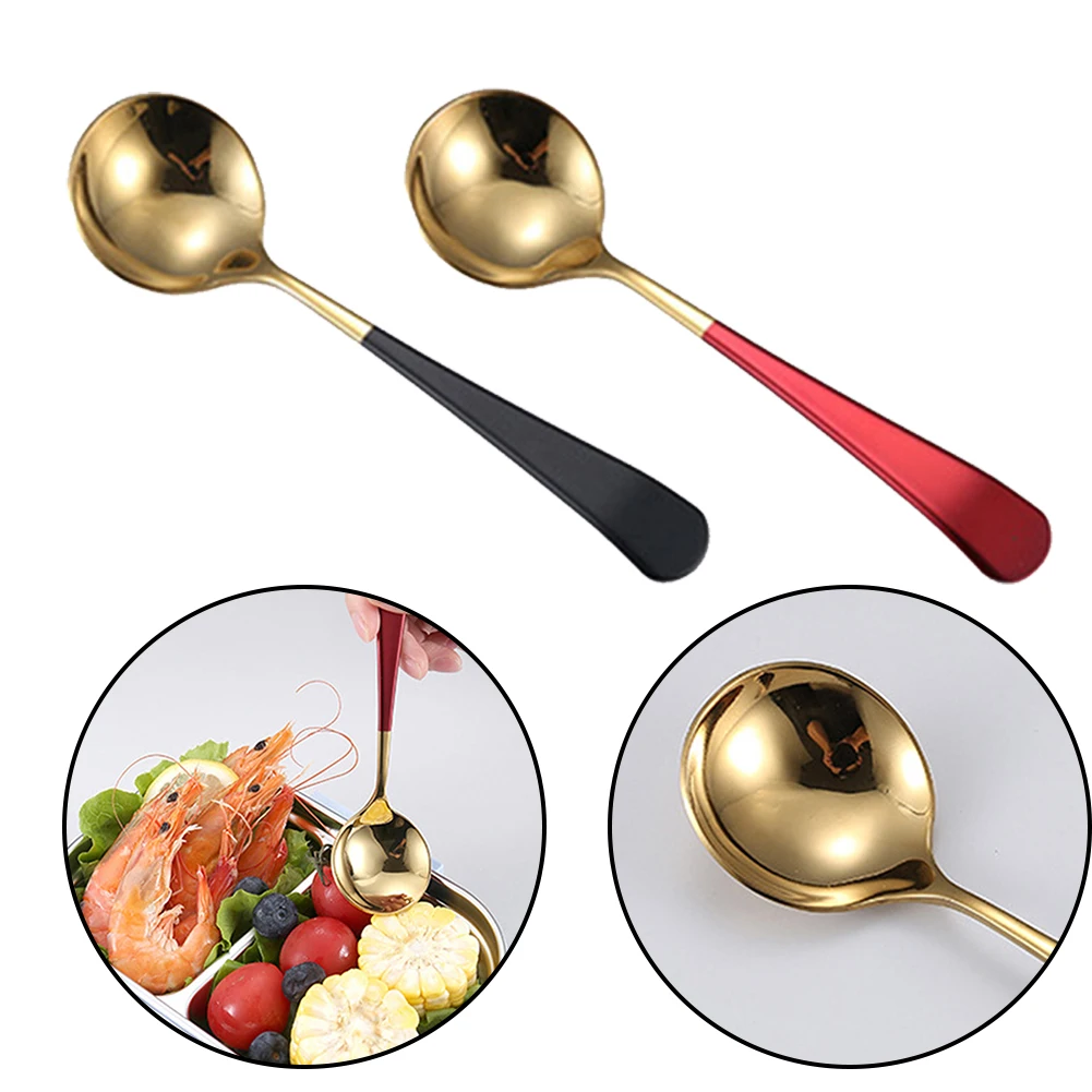 

304 Stainless Steel Spoon Korean Small Rice Soup Spoon Household Gold Spoons Kitchen Dining Bar Accessories