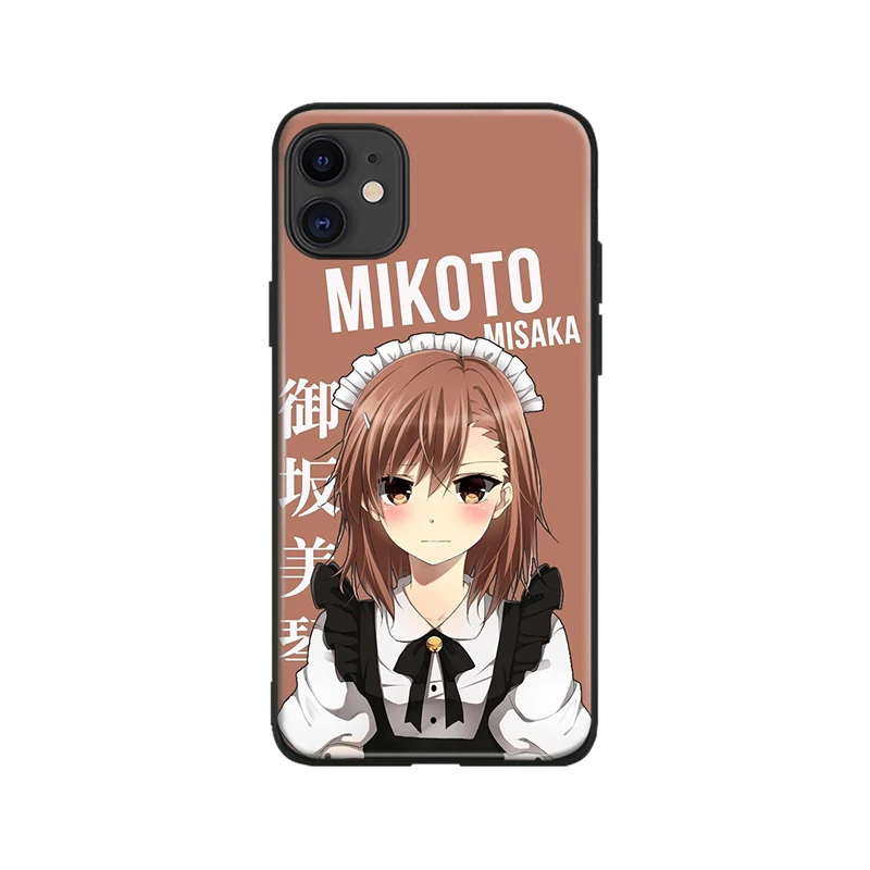 mikoto misaka anime phone case cover shell for iphone se 6s 7 8 plus x xr xs 11 pro max samsung s note 8 9 10 20 plus ultra free global shipping