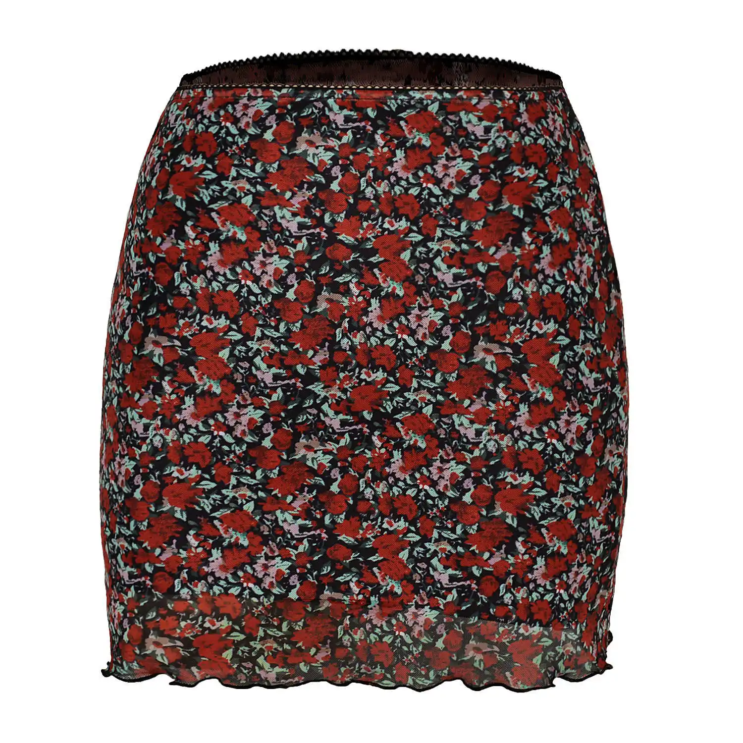 

2021 Printed Screen Mini Skirt with High Waist and Double Slim Skirt Dresses for Women