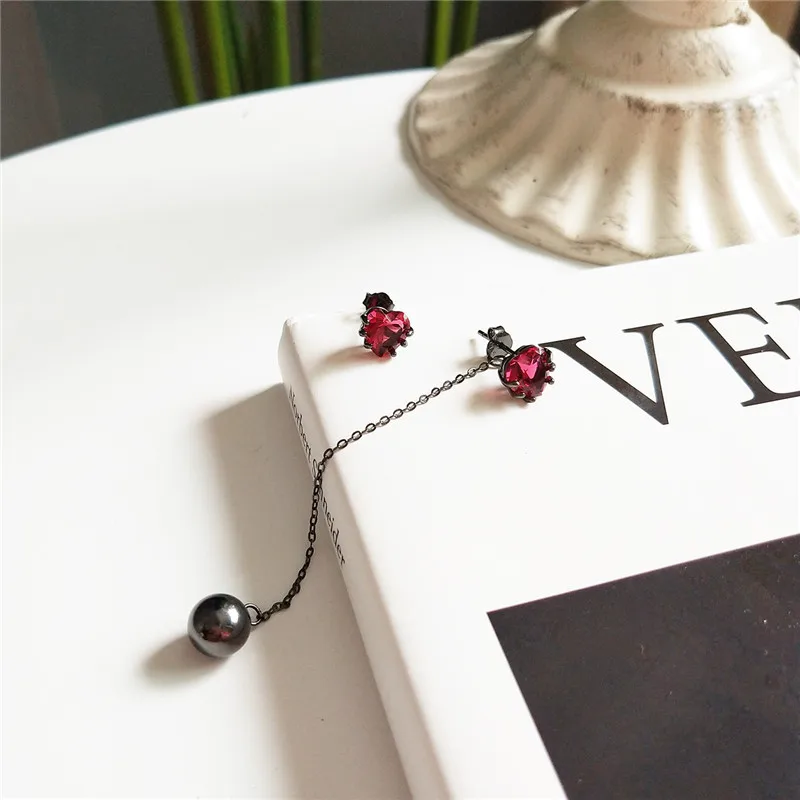 Женские ассиметричные серьги гвоздики POFUNUO подарочные сережки из циркония с