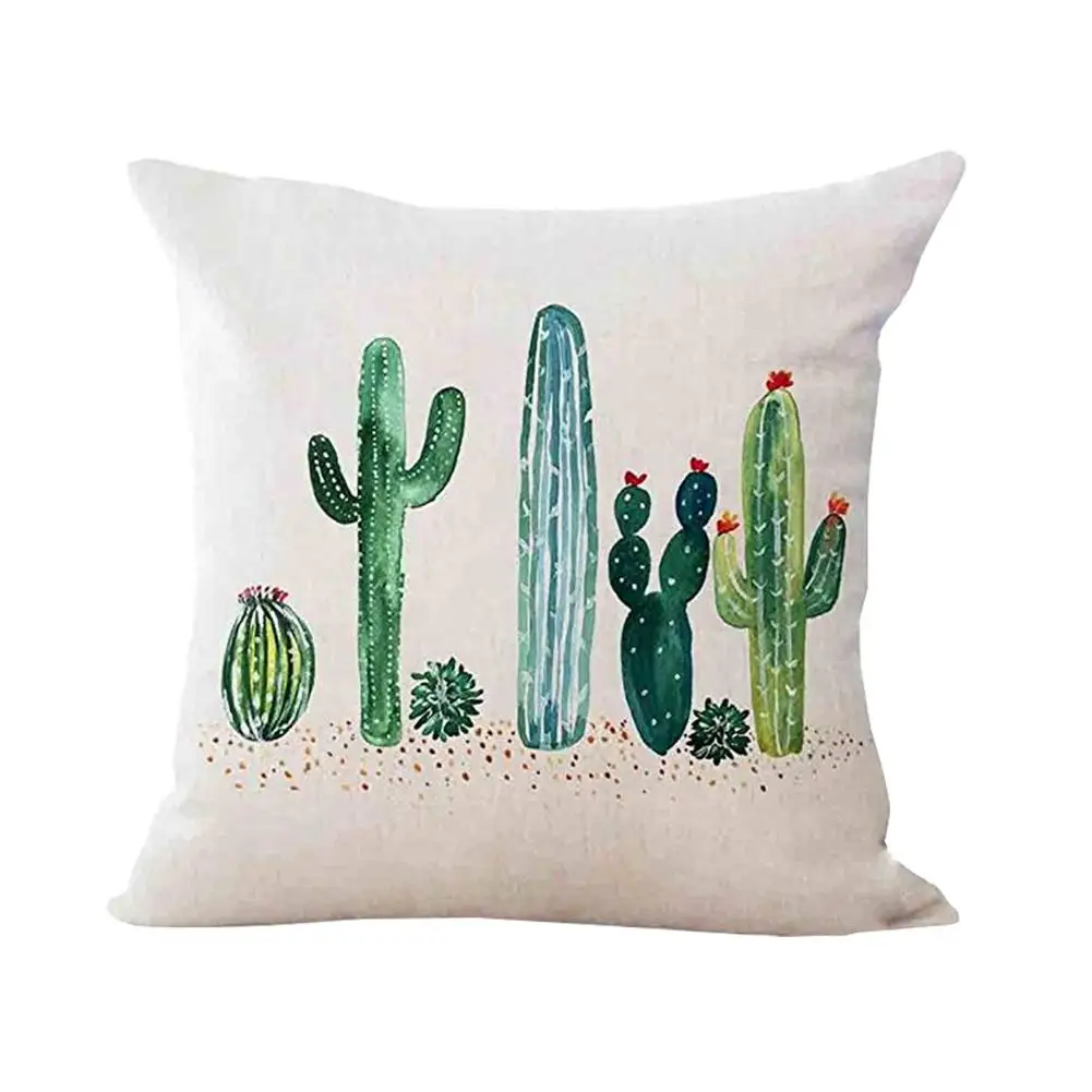 4 шт./упак. 43X43 см Тропическое растение кактус узор льняная Подушка наволочки