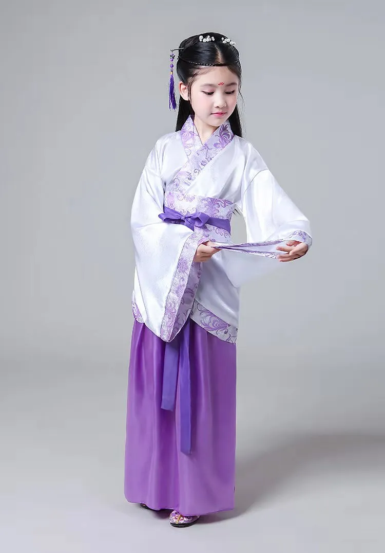 Детские традиционные китайские танцевальные костюмы ханьфу в стиле древней Феи