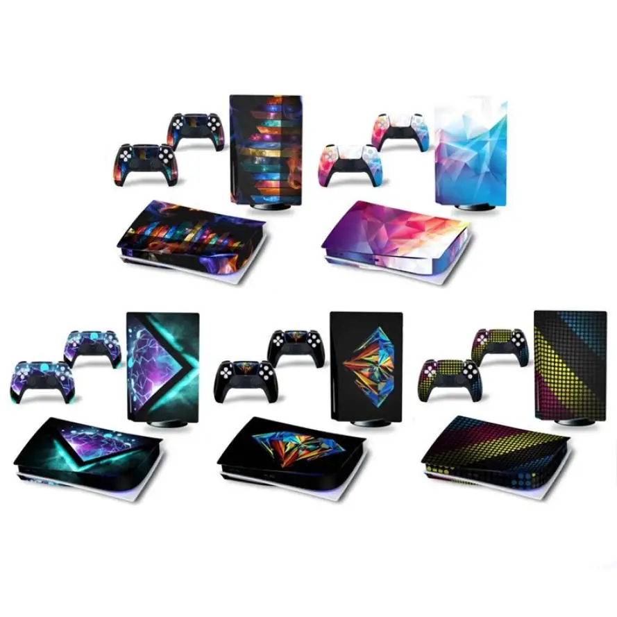 

PS5 Set Sticker CD-ROM Game Console Full Body Sticker + PS5 Handle Sticker Anti-scratch Fashion PVC Gamepad Controller Sticker