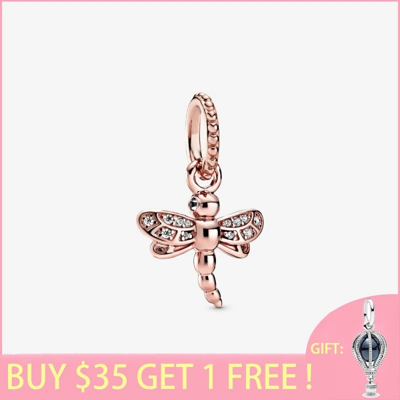 

2021 New Arrival S925 Sterling Silver Beads Sparkling Dragonfly Pendant Charms fit Original Pandora Bracelets Women DIY Jewelry