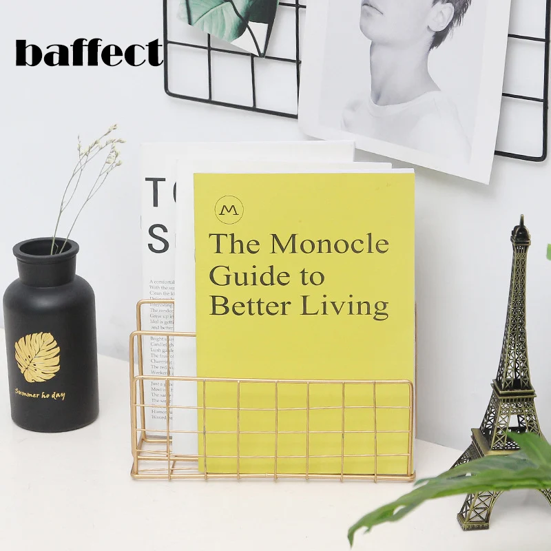 Простые INS железные геометрические книжные полки держатели для хранения