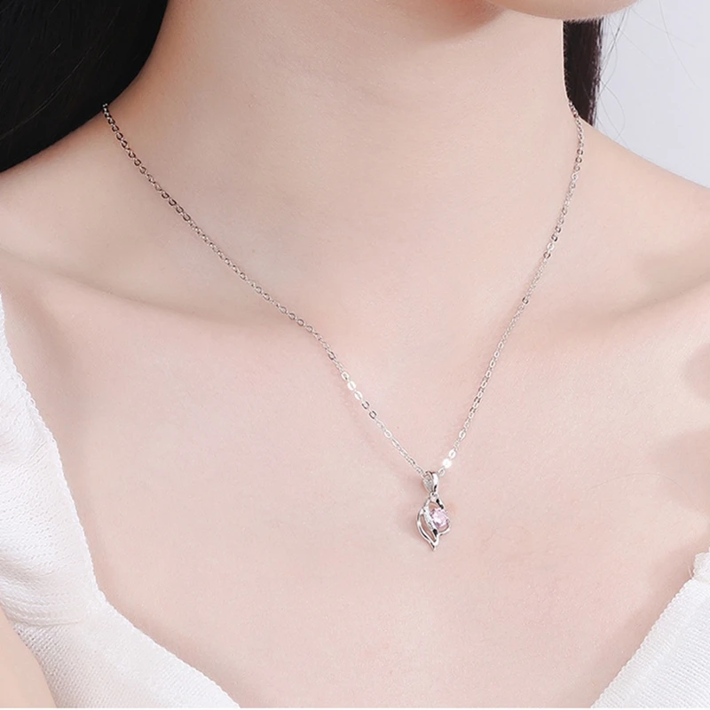 

Luomansi S925 Sterling Silver Necklace Blue Zircon Clavicle Chain Pendant for Girlfriend Jewelry Gift