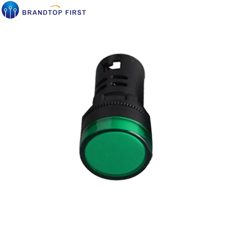 12v green 22mm 22 мм Индикатор AD16-22DS 6,3 в 12 В 24 В 220 В светодиодный сигнальный фонарь красный/зеленый/Huang/синий/белый индикатор - Цвет: 12v green 22mm
