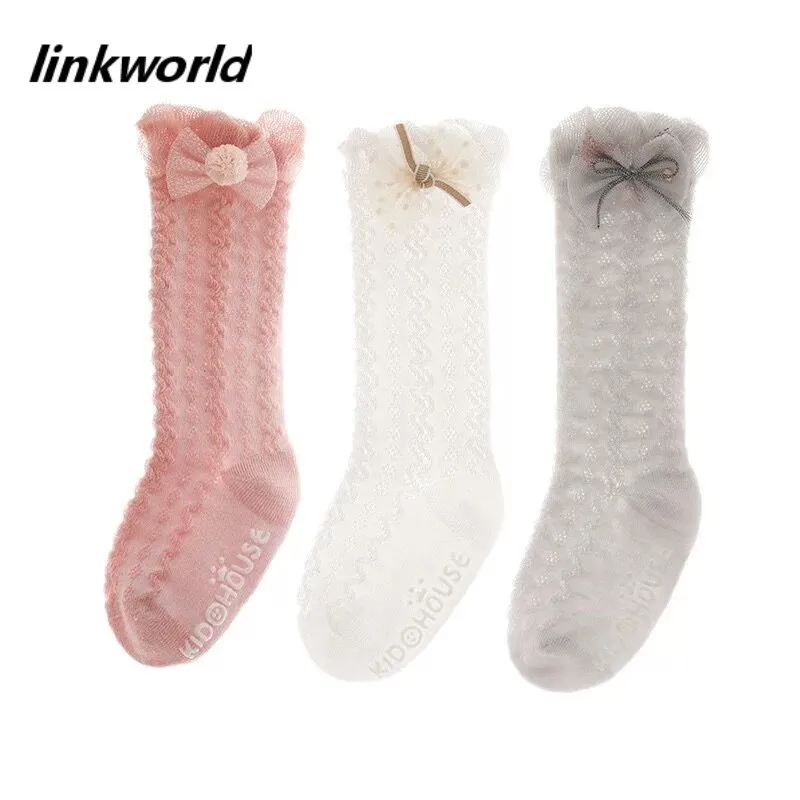 3 пары/Лот носки для маленьких девочек хлопковые сетчатые Дышащие с бантом