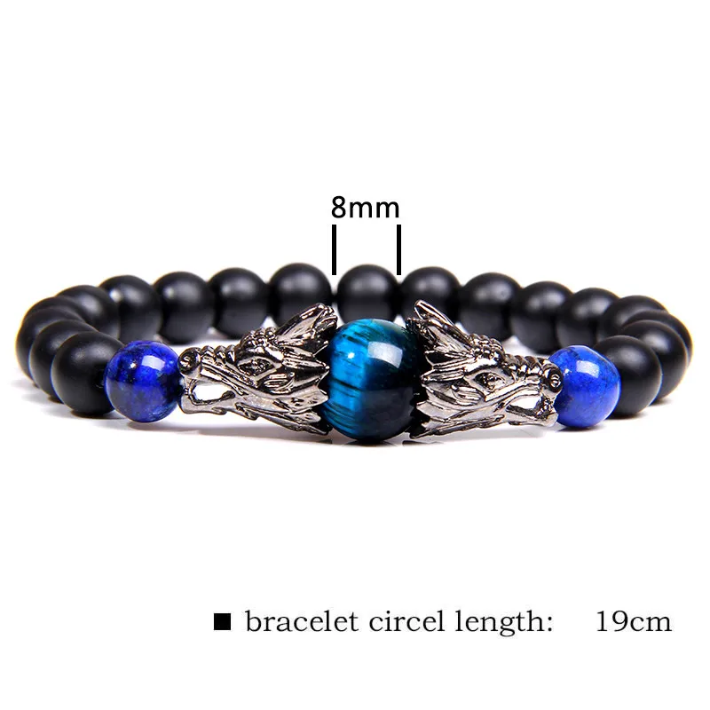 Браслет "тигровый глаз" для женщин Pulseira Masculina мужские ювелирные изделия дракон Bileklik Pulseira 8 мм каменные бусины эластичные мужские браслеты