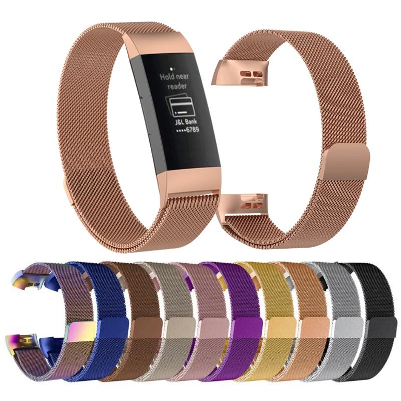 Для Fitbit Charge 3 Смарт Браслет ремешок Миланская нержавеющая сталь Ремешок L/S красочный металлический ремешок на руку для Fitbit Charge 3