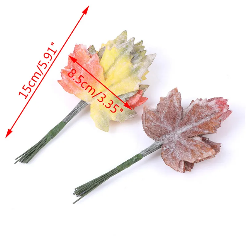 

12pcs bunch Christmas Artificial leaves Flower Wall Fake Leaf Gifts Box Garland Artificial Plants Home Decoration Accessories