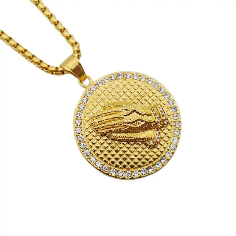 Стразы Молитвенное ожерелье золотое из нержавеющей стали круглые молитвенные