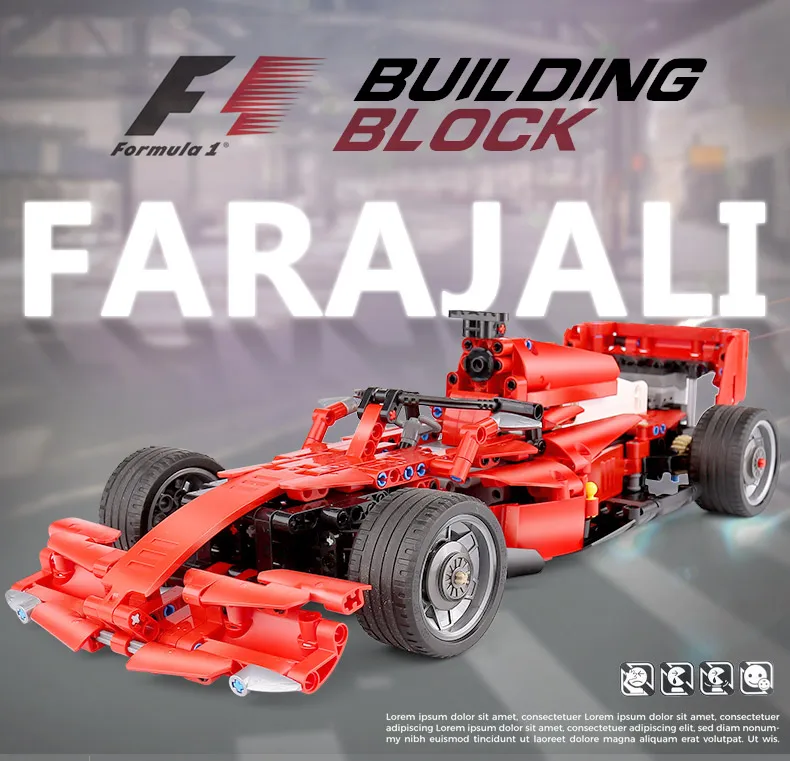Yeshin MOC, моторная техника, автомобиль F1, скоростной гоночный автомобиль, строительные блоки, кирпичи, сборная модель автомобиля, детские игрушки