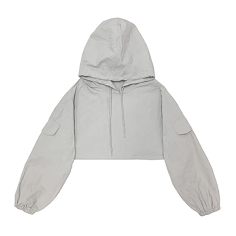 

GALCAUR Loose Black Sweatshirt For Women Hooded Lantern Long Sleeve Lace Up Large Size Sweatshirts Female 2020 Fashion Clothing