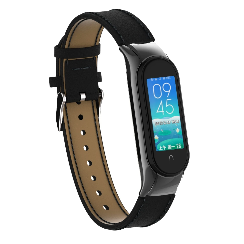 Кожаный ремешок YUEDAER для Mi Band 5 на запястье с металлическим корпусом Xiaomi Mi5 мужской