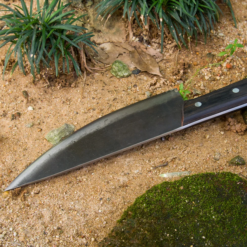 Кованый нож шеф повара ручной работы деревянная ручка Tang Высокоуглеродистая