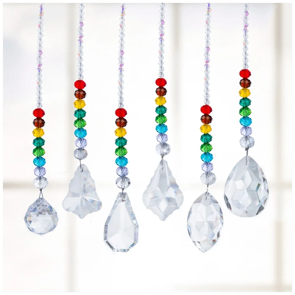 H& D 6 шт. хрустальный шар призмы Suncatcher коллекция радуги чакра Круглый бисер кулон окно висячие орнамент домашний Свадебный декор