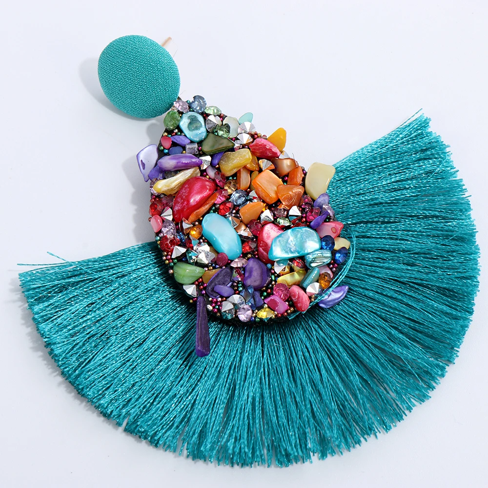 

1Pair New Fashion Bohemia Tassel Earrings Colorful Charm Crystal Glitter Sequins Dangle Fringe Drop Women Jewelry Accessories